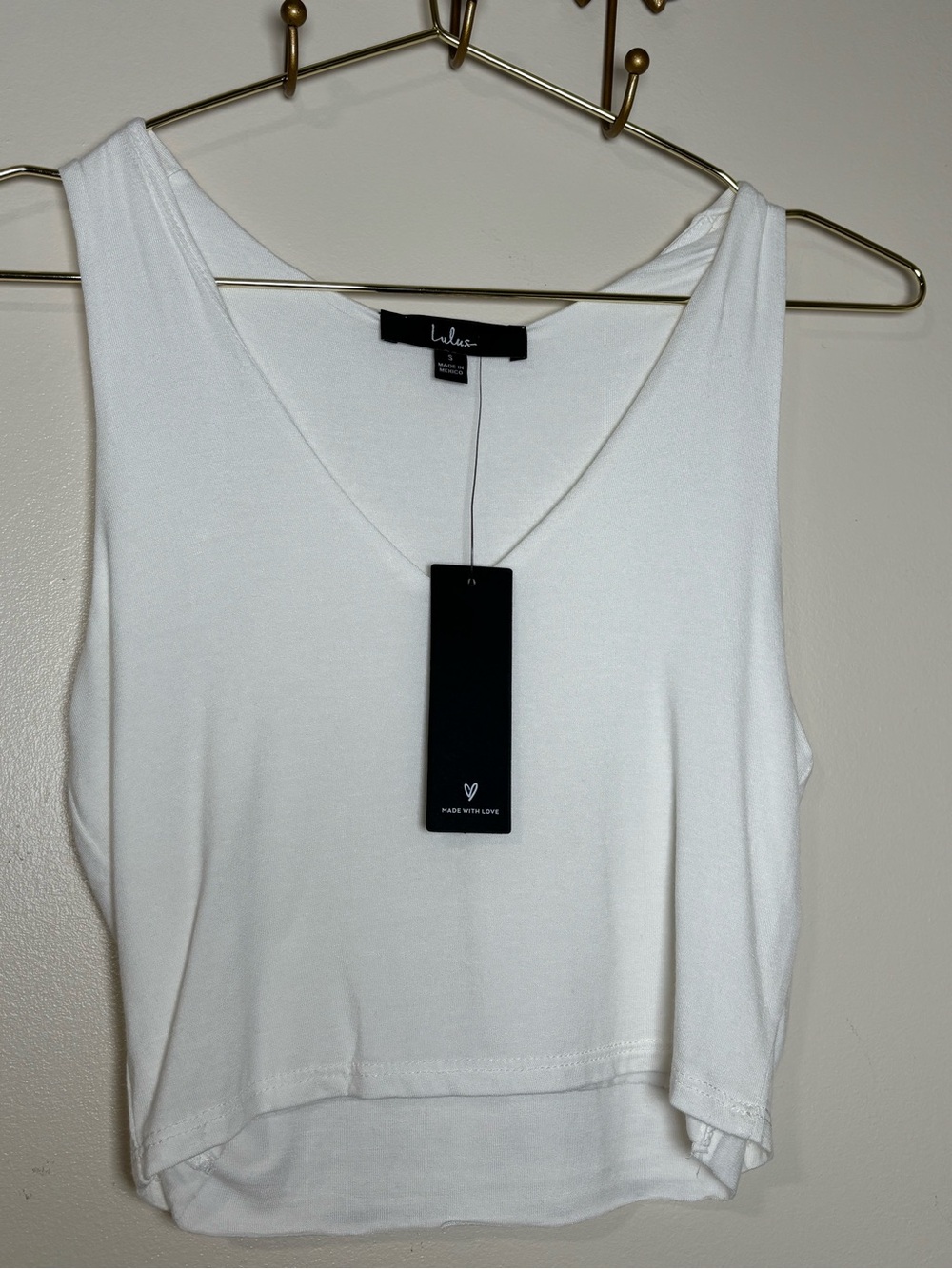Lulus White V-Neck Racerback Crop Tank Top Small NWT